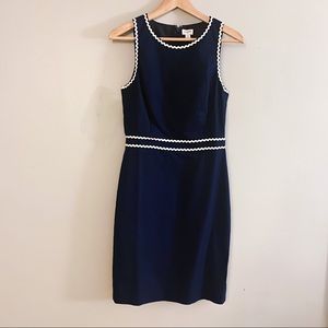 NWT JCREW Navy White Pencil Dress Dress | Size 2